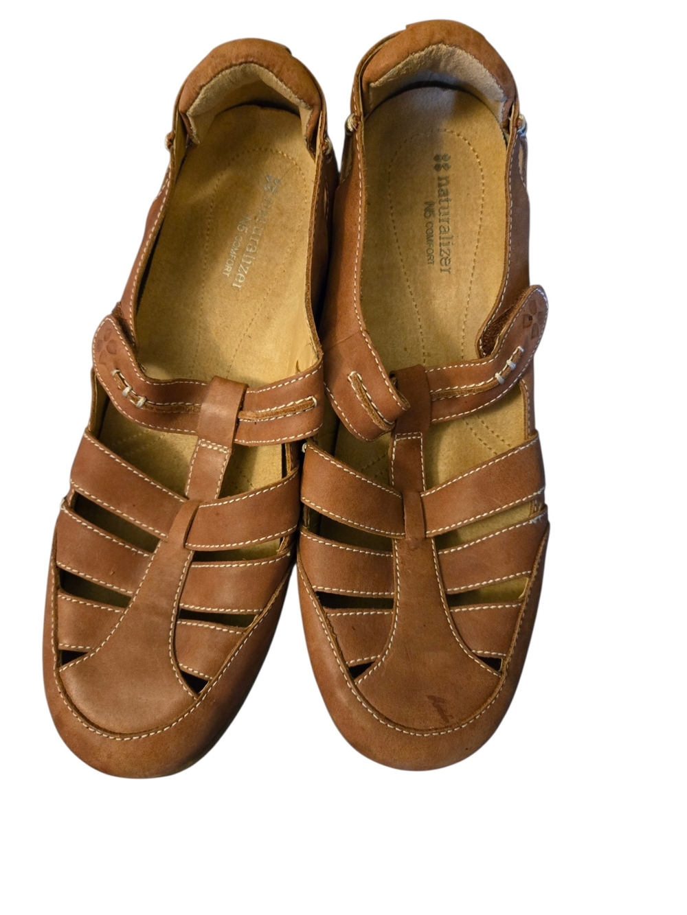 Naturalizer Comfort Women's Tan Leather Closed-Toe Sandals Size 9.5WW